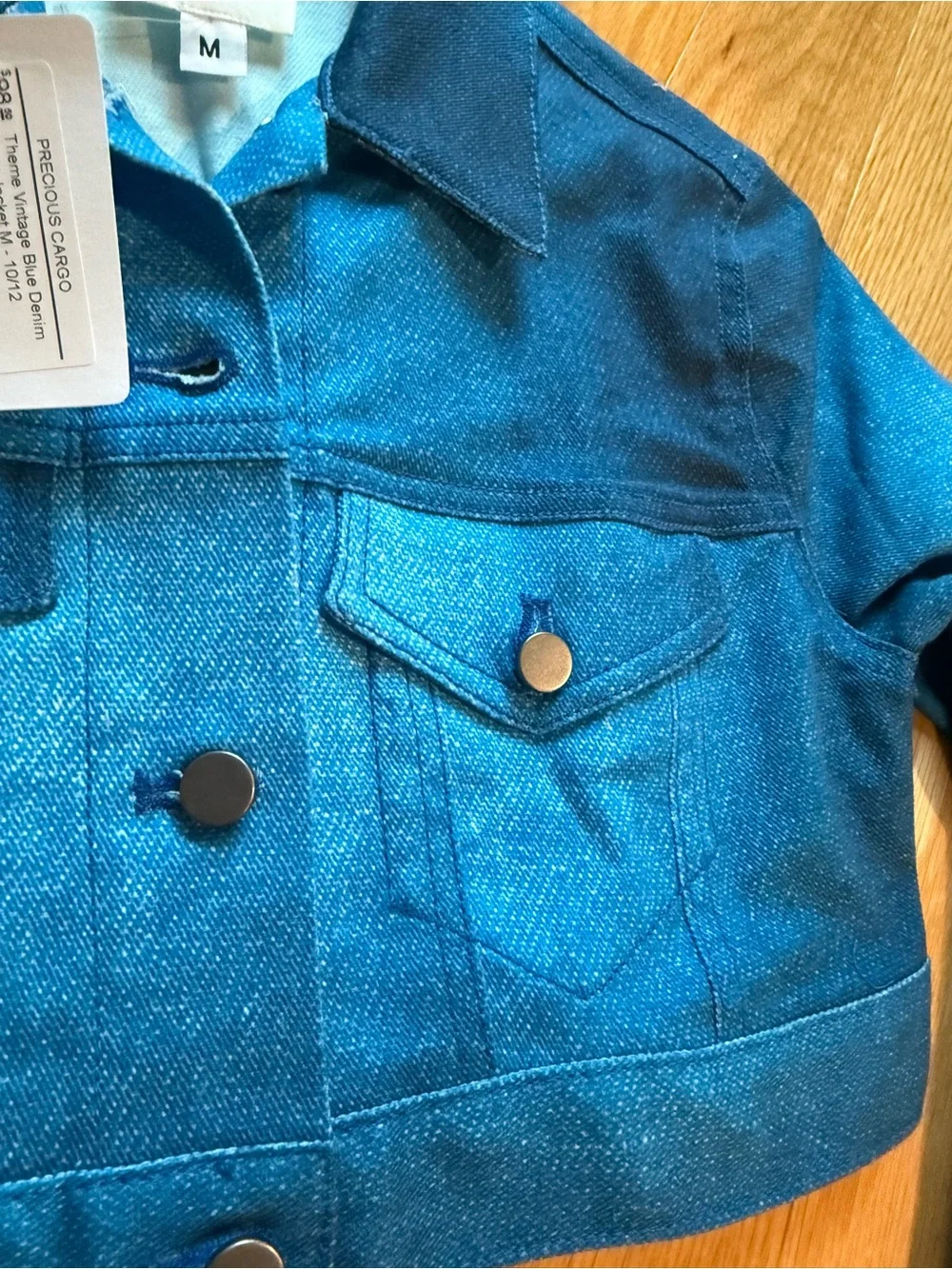 THEME Vibrant Blue Cropped Denim Jacket